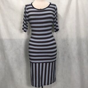LulaRoe pastel striped body-con midi dress